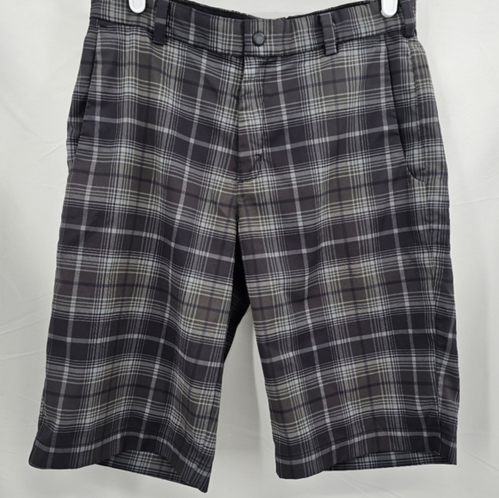 Nike Golf Tour Performance Dri-Fit‎ Plaid Gray Black Golf Shorts Men's Size 30.